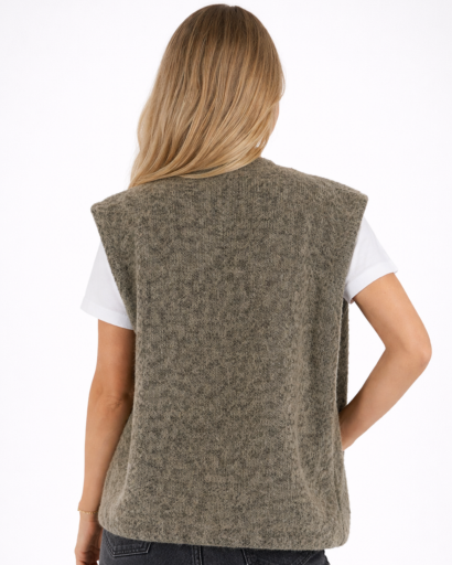 Gilet sans manches femme effet maille texturée coupe droite