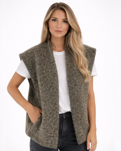 Gilet sans manches femme effet maille texturée coupe droite
