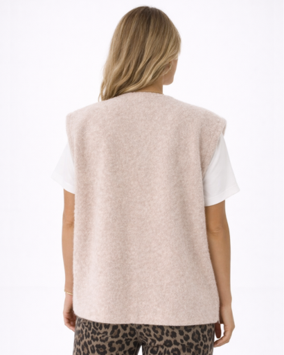 Gilet sans manches femme effet maille texturée coupe droite