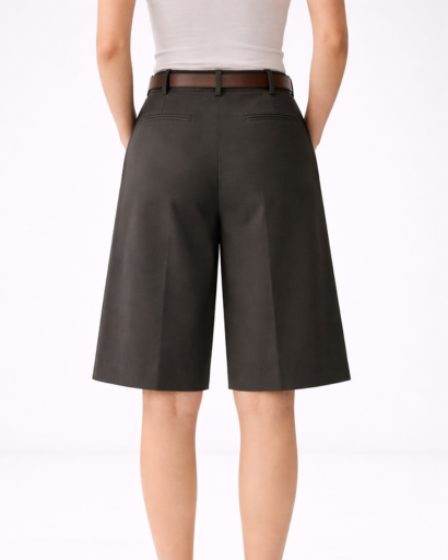 Short tailleur femme taille haute coupe large à pinces
