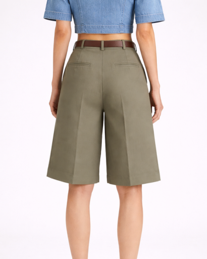 Short tailleur femme taille haute coupe large à pinces