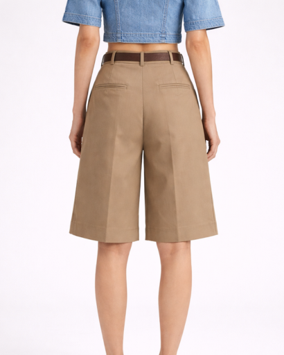 Short tailleur femme taille haute coupe large à pinces