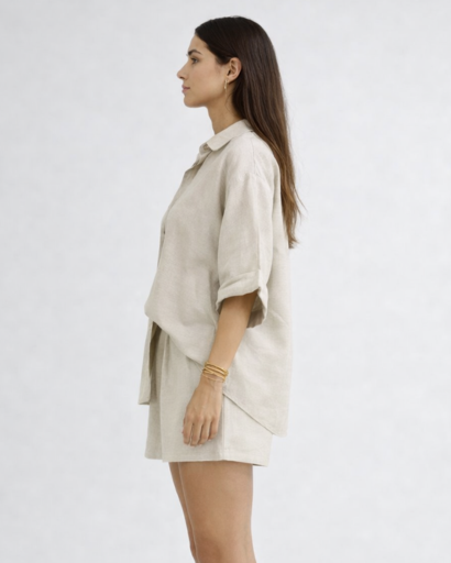 Ensemble femme chemise ample et short taille haute fluide