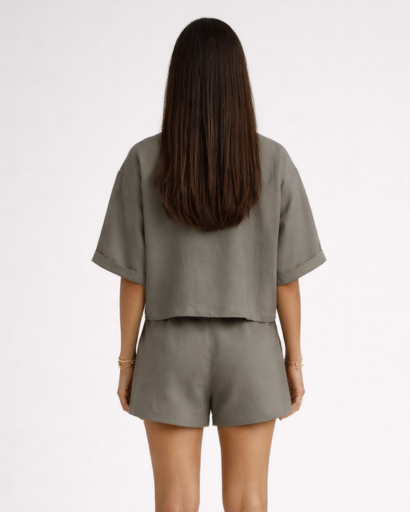 Ensemble femme chemise ample et short taille haute fluide