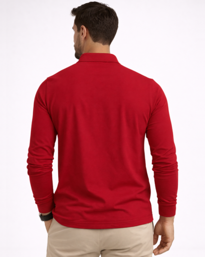 Polo homme manches longues coupe ajustée col classique