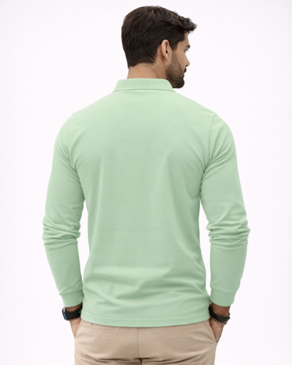Polo homme manches longues coupe ajustée col classique