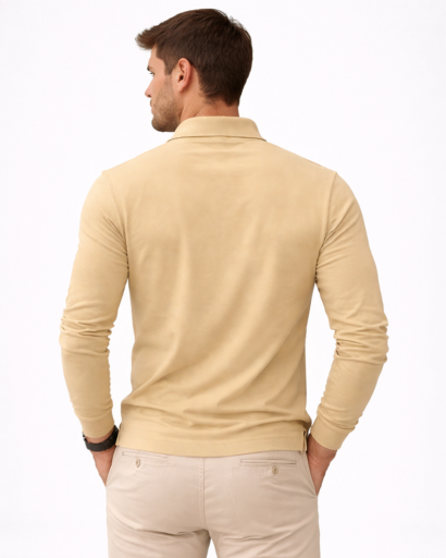 Polo homme manches longues coupe ajustée col classique