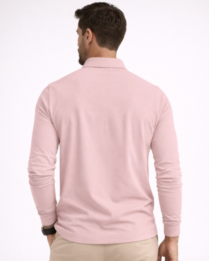 Polo homme manches longues coupe ajustée col classique