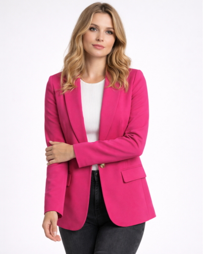 Blazer Femme Coupe Ajustée Col Tailleur Bouton Simple – Tenue Bureau Chic | Invitée de Mariage & Style