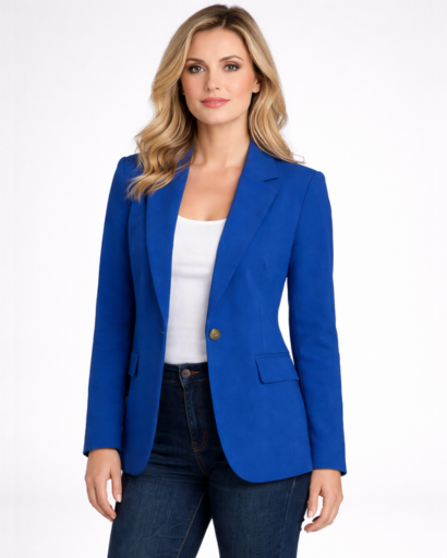 Blazer Femme Coupe Ajustée Col Tailleur Bouton Simple – Tenue Bureau Chic | Invitée de Mariage & Style