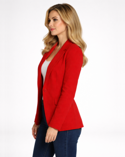 Blazer Femme Coupe Ajustée Col Tailleur Bouton Simple – Tenue Bureau Chic | Invitée de Mariage & Style
