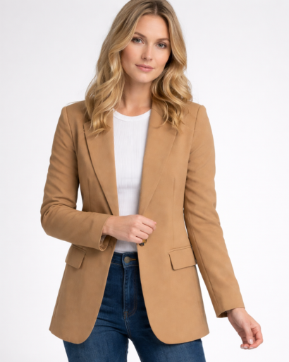 Blazer Femme Coupe Ajustée Col Tailleur Bouton Simple – Tenue Bureau Chic | Invitée de Mariage & Style