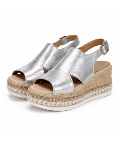 Sandales Compensées Femme Plateforme Tressée Bride Boucle