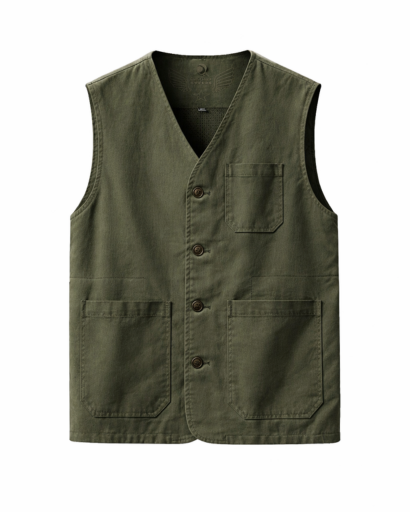 Gilet Homme Sans Manches Boutonné Poches Plaquées