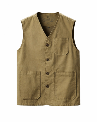 Gilet Homme Sans Manches Boutonné Poches Plaquées