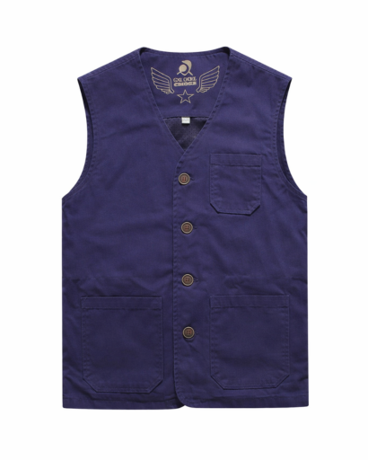 Gilet Homme Sans Manches Boutonné Poches Plaquées