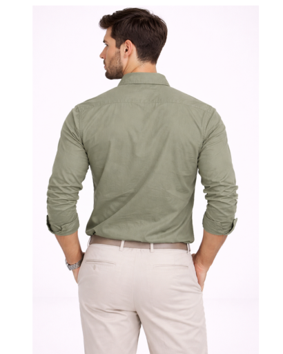 Chemise Homme Manches Longues Poches Poitrine Coupe Ajustée