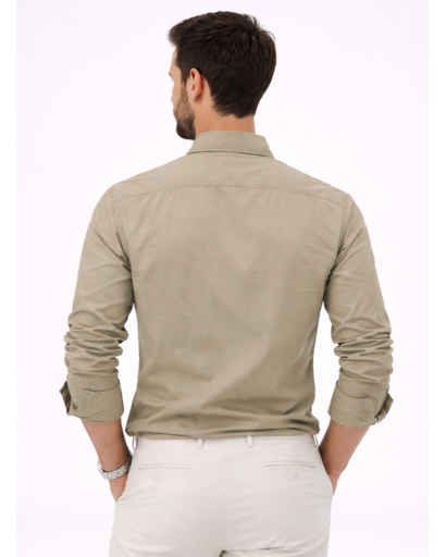 Chemise Homme Manches Longues Poches Poitrine Coupe Ajustée