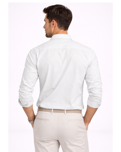 Chemise Homme Manches Longues Poches Poitrine Coupe Ajustée