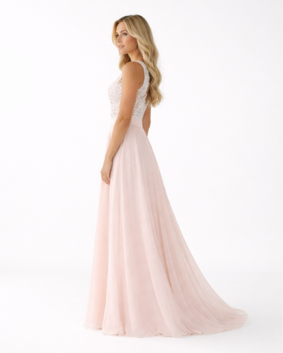 Robe Longue Femme Dentelle & Jupe Fluide Élégante – Robe Maxi Cérémonie | Invitée de Mariage Chic