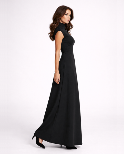 Robe Maxi Femme Cintrée Col Montant – Silhouette Allongée & Élégante | Cérémonie & Invitée Mariage