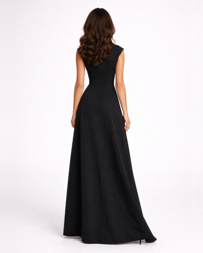Robe Maxi Femme Cintrée Col Montant – Silhouette Allongée & Élégante | Cérémonie & Invitée Mariage
