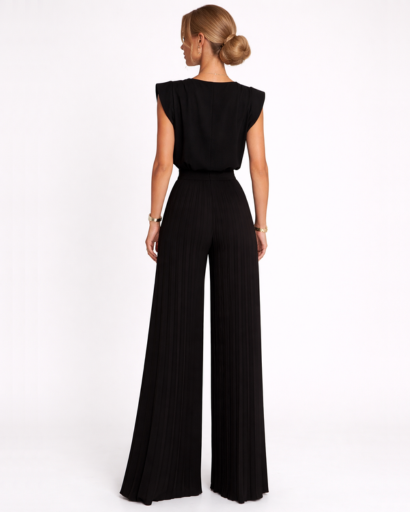 Combinaison pantalon femme – Style fluide jambe large taille haute | Jumpsuit deux pièces sans manches