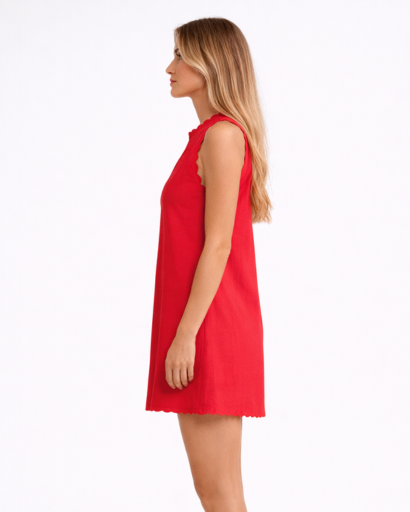 Robe Évasée Femme Courte Finitions Festonnées – Légère & Élégante | Invitée Mariage Chic