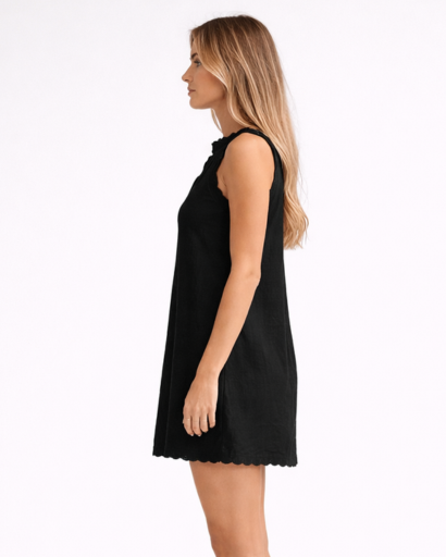 Robe Évasée Femme Courte Finitions Festonnées – Légère & Élégante | Invitée Mariage Chic