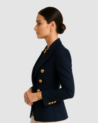 Veste Blazer à Boutons Dorés | Élégance Structurée et Chic Intemporel