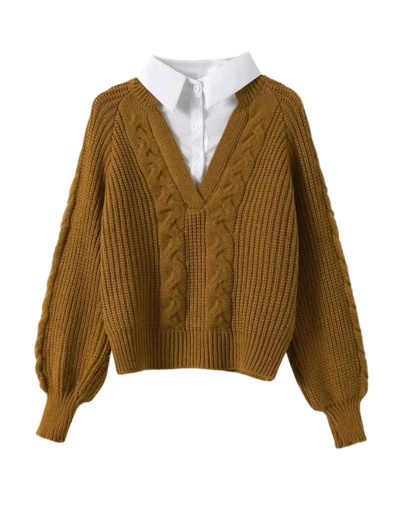 Pull Femme à Col V – Maille Torsadée & Coupe Confort