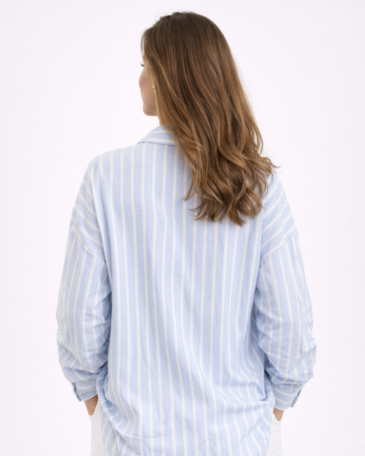 Chemise Femme Rayée Col Classique Boutonnée