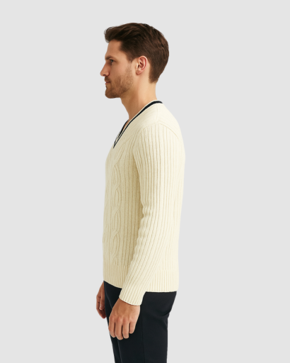 Pull Col V Homme – Élégance Classique au Quotidien