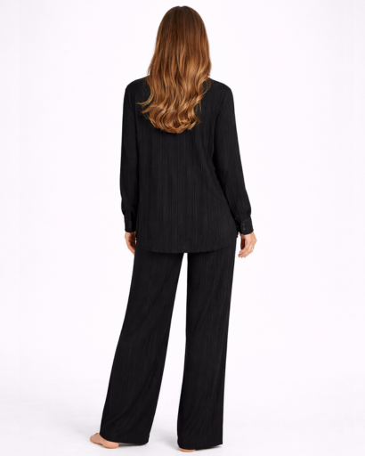 Ensemble femme chemise et pantalon fluide coupe large confortable