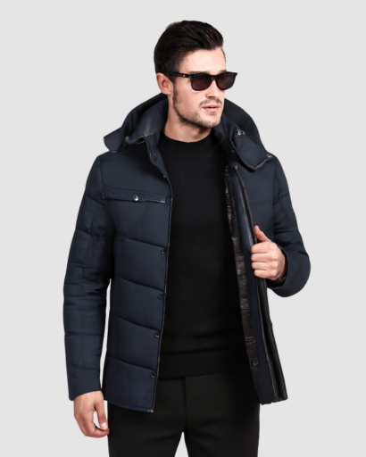 Veste Matelassée d’Hiver pour Homme – Capuche Intégrée et Doublure Thermique