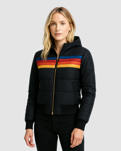 Doudoune Rétro Multicolore Femme | Chaleur et Style Vintage