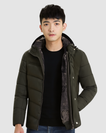 Veste Matelassée d’Hiver pour Homme – Capuche Intégrée et Doublure Thermique