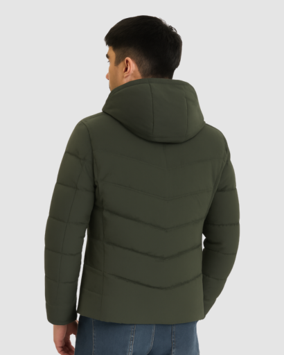 Veste Matelassée d’Hiver pour Homme – Capuche Intégrée et Doublure Thermique