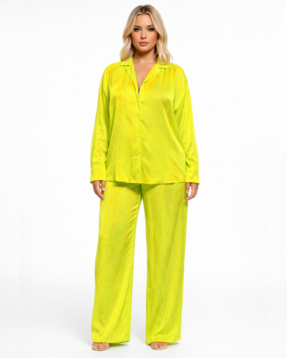 Ensemble femme chemise et pantalon fluide coupe large confortable