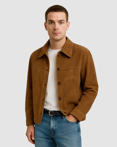 Veste Homme Vintage en Suédine – Look Rétro et Élégance Moderne