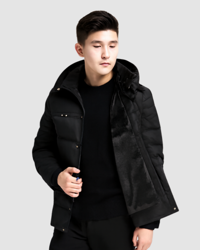Veste Matelassée d’Hiver pour Homme – Capuche Intégrée et Doublure Thermique