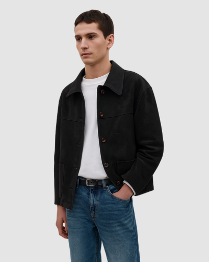 Veste Homme Vintage en Suédine – Look Rétro et Élégance Moderne