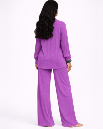 Ensemble femme chemise et pantalon fluide coupe large confortable