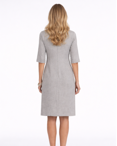 Robe droite femme manches 3/4 col fendu avec poches