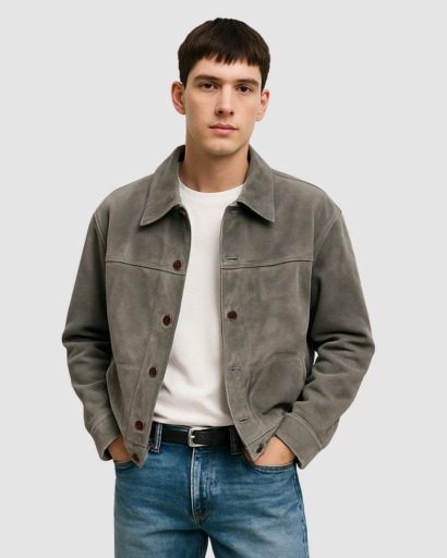 Veste Homme Vintage en Suédine – Look Rétro et Élégance Moderne