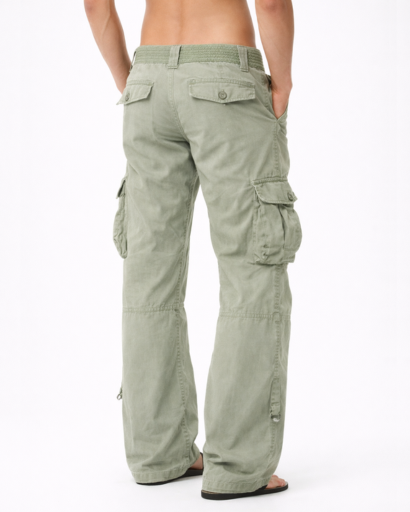 Pantalon cargo femme coupe large poches multiples style casual