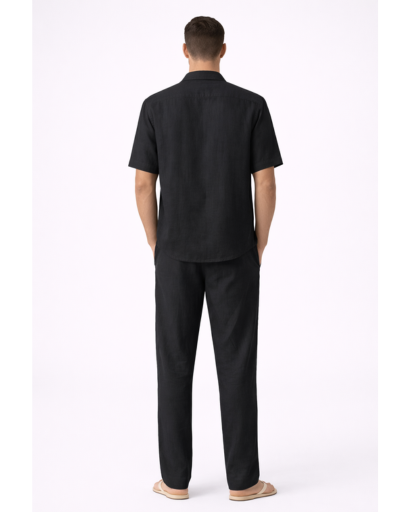 Ensemble homme 2 pieces chemise col cubain et pantalon droit