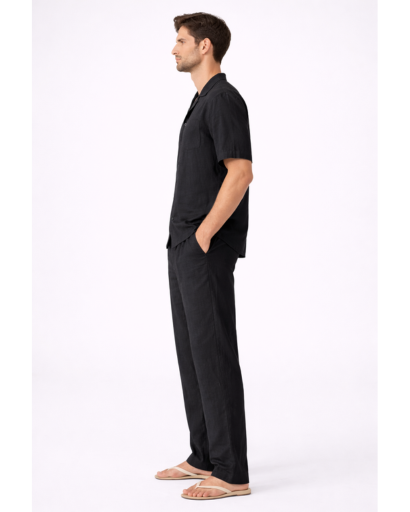 Ensemble homme 2 pieces chemise col cubain et pantalon droit