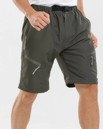 Pantalon Homme Convertible Cargo avec Poches Zippées et Ceinture Intégrée Amovible