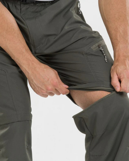 Pantalon Homme Convertible Cargo avec Poches Zippées et Ceinture Intégrée Amovible
